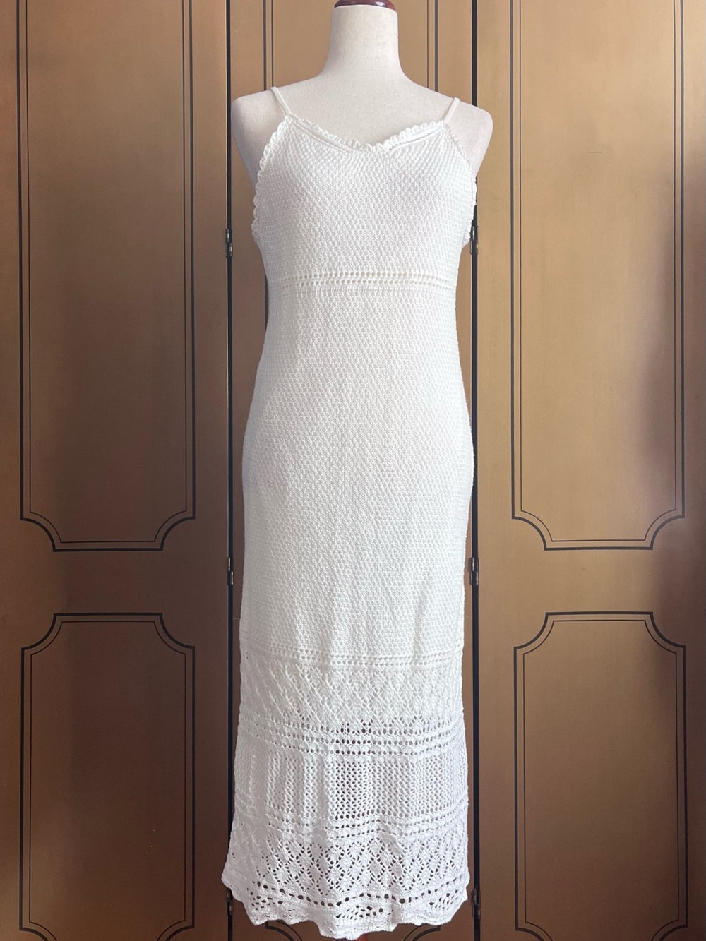 White Crochet Maxi Slip Dress